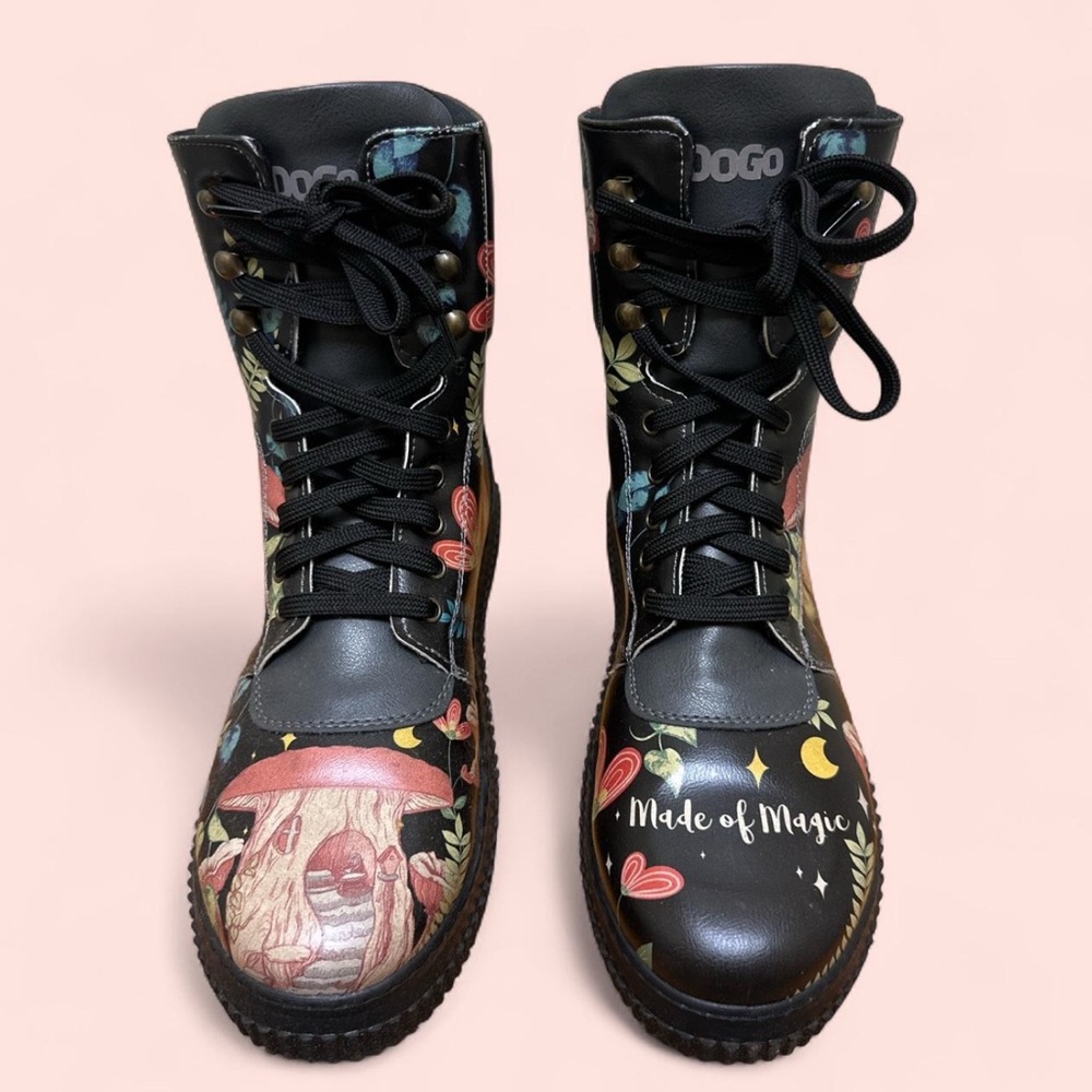 DOGO Brand Women Vegan Leather Black Long Boots - Made Of Magic Design